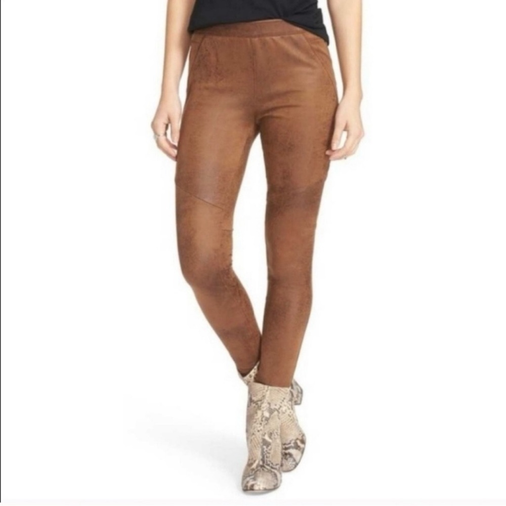 FREE PEOPLE Never Let You Go Brown Vegan Pull On Suede Leggings 27